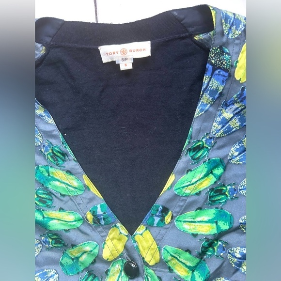 TORY BURCH SILK MERINO WOOL  PRINTED
SWEATER cardigan small - Picture 4 of 6